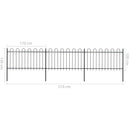 vidaXL fekete hajlított tetejű acélkerítés 5,1 x 1 m