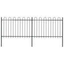 vidaXL fekete acélkerítés karikás tetejű 359 x 120 cm