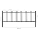 vidaXL fekete acélkerítés karikás tetejű 359 x 120 cm
