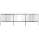 vidaXL fekete acélkerítés karikás tetejű 537 x 120 cm