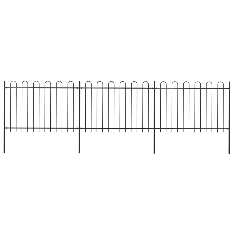 vidaXL fekete acélkerítés karikás tetejű 537 x 120 cm