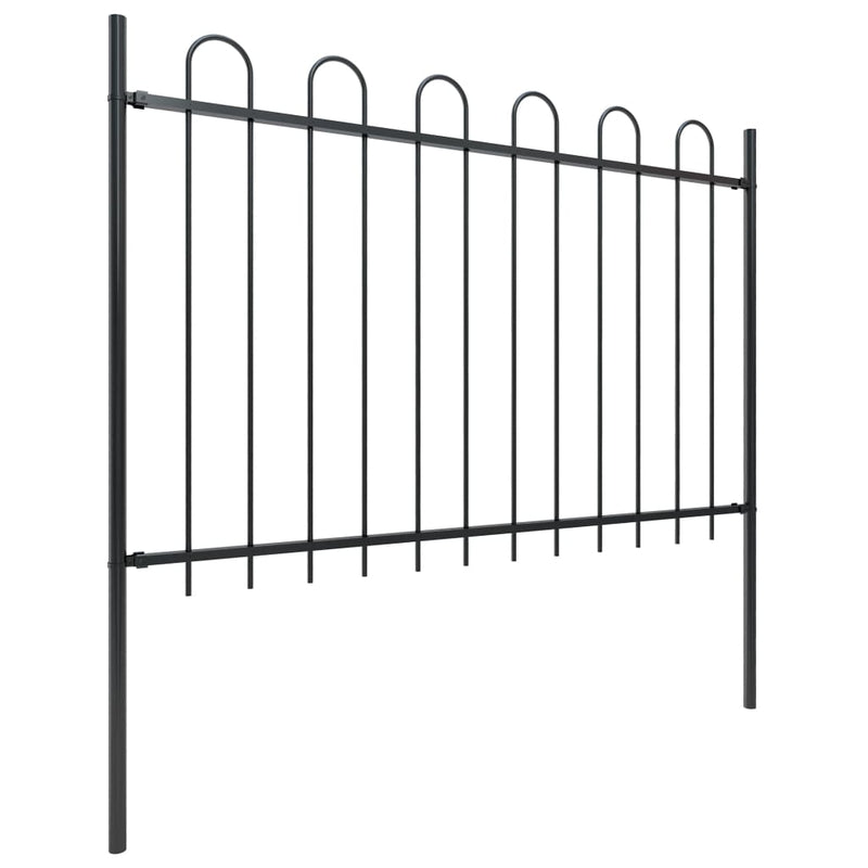 vidaXL fekete acélkerítés karikás tetejű 537 x 120 cm