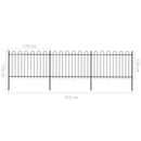 vidaXL fekete acélkerítés karikás tetejű 537 x 120 cm