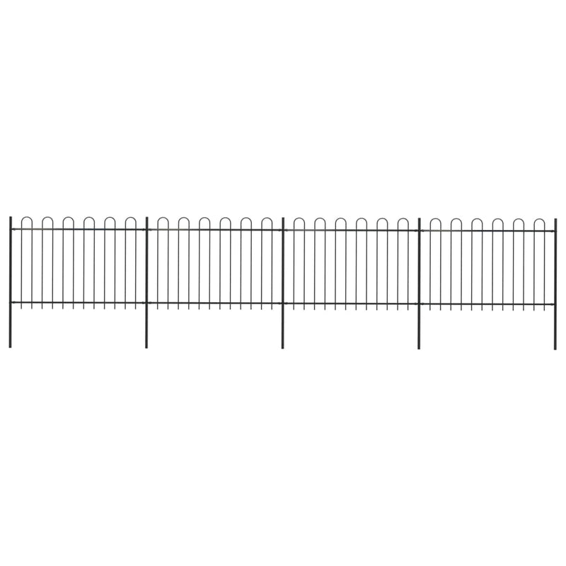 vidaXL fekete acélkerítés karikás tetejű 714,5 x 120 cm