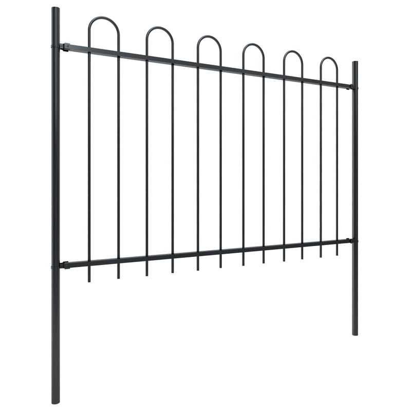 vidaXL fekete acélkerítés karimás tetejű 1070 x 120 cm