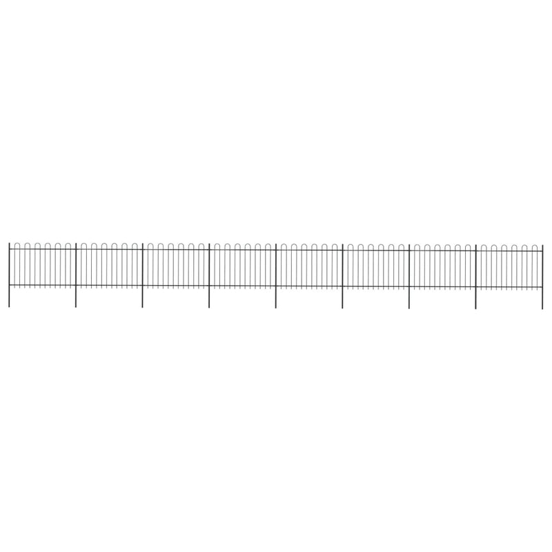 vidaXL fekete acélkerítés karikás tetejű 1426 x 120 cm
