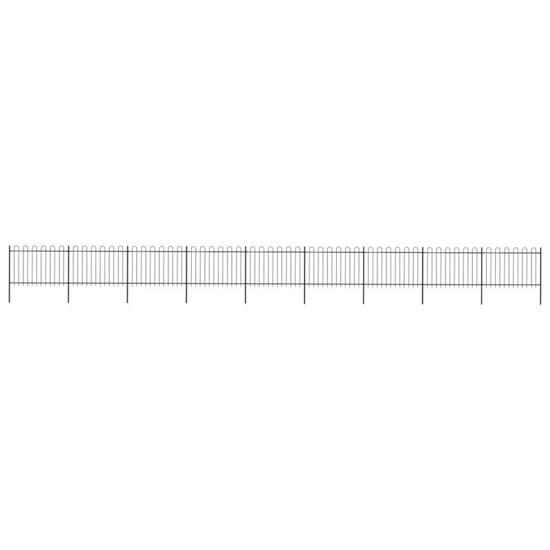 vidaXL fekete acélkerítés karikás tetejű 1603,5 x 120 cm