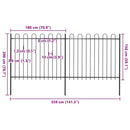 vidaXL fekete acélkerítés karikás tetejű 359 x 150 cm