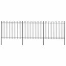 vidaXL fekete acélkerítés karikás tetejű 537 x 150 cm