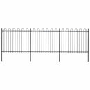 vidaXL fekete acélkerítés karikás tetejű 504 x 150 cm