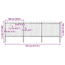 vidaXL fekete acélkerítés karikás tetejű 537 x 150 cm