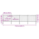 vidaXL fekete acélkerítés karikás tetejű 714,5 x 150 cm