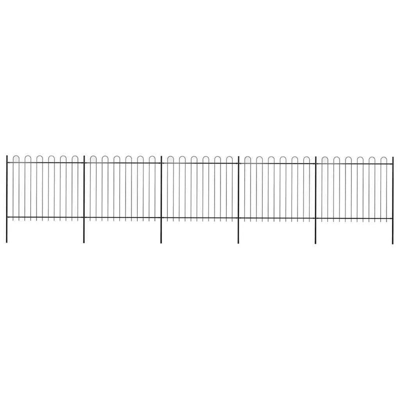 vidaXL fekete acélkerítés karikás tetejű 892,5 x 150 cm