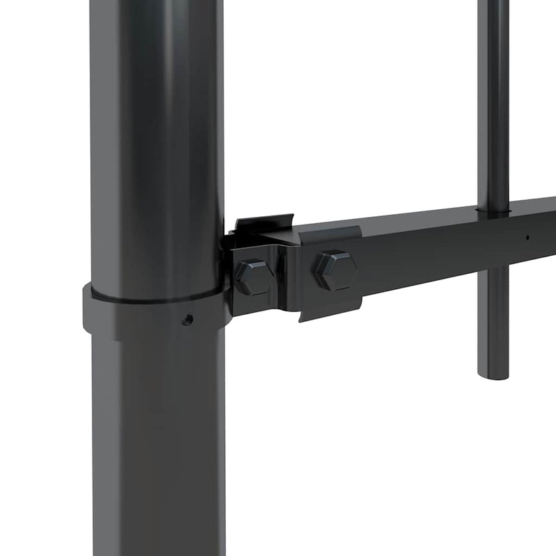 vidaXL fekete acélkerítés karikás tetejű 892,5 x 150 cm