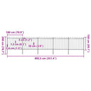 vidaXL fekete acélkerítés karikás tetejű 892,5 x 150 cm