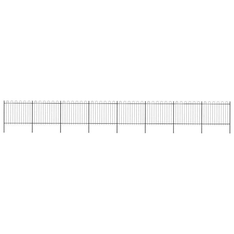 vidaXL fekete acélkerítés karikás tetejű 1426 x 150 cm
