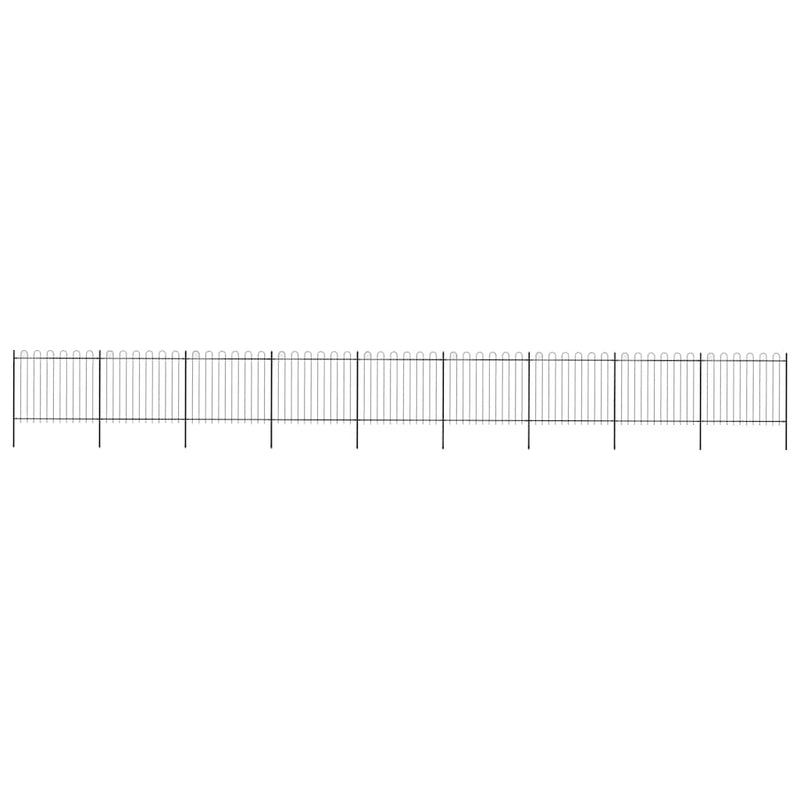 vidaXL fekete acélkerítés karikás tetejű 1603,5 x 150 cm