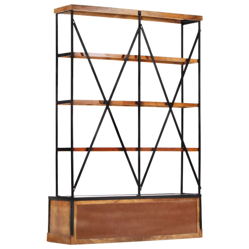 vidaXL 4-szintes tömör mangófa könyvespolc 6 fiókkal 122 x 36 x 181 cm