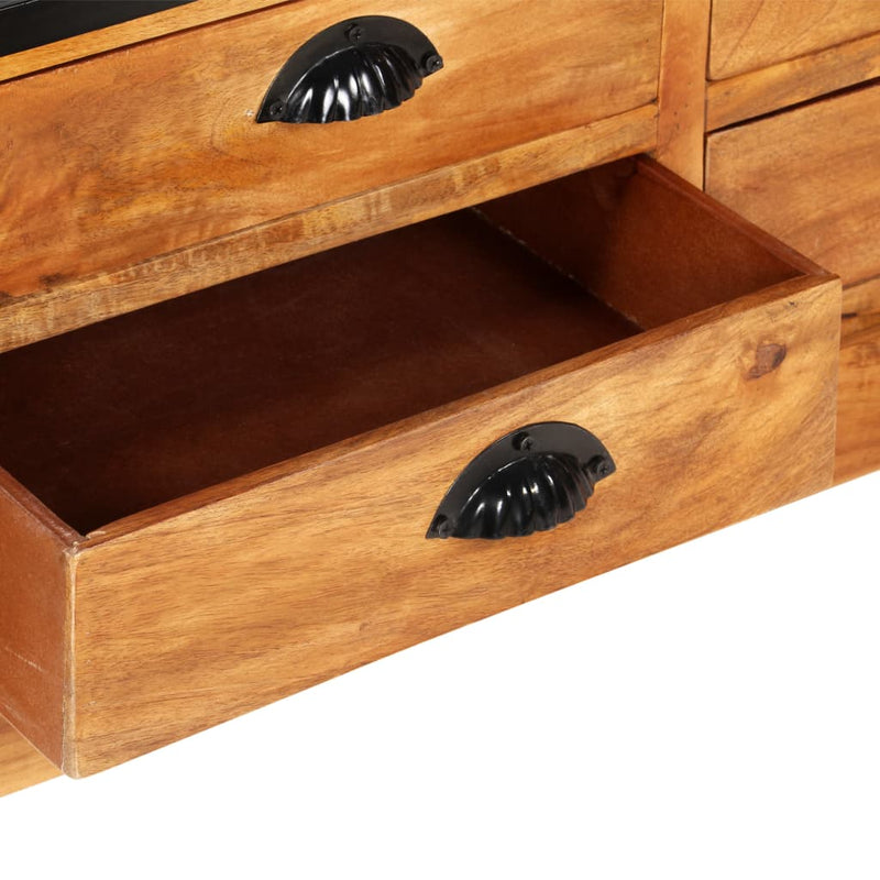 vidaXL 4-szintes tömör mangófa könyvespolc 6 fiókkal 122 x 36 x 181 cm