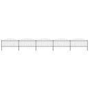 vidaXL fekete acélkerítés lándzsás tetejű szegéllyel 892,5 x 75 cm