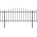 vidaXL fekete acélkerítés lándzsás tetejű szegéllyel 892,5 x 75 cm