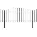 vidaXL fekete lándzsahegy tetejű acélkerítés (0,5-0,75) x 11,9 m