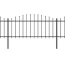 vidaXL fekete acélkerítés lándzsás tetejű szegéllyel 1426 x 75 cm