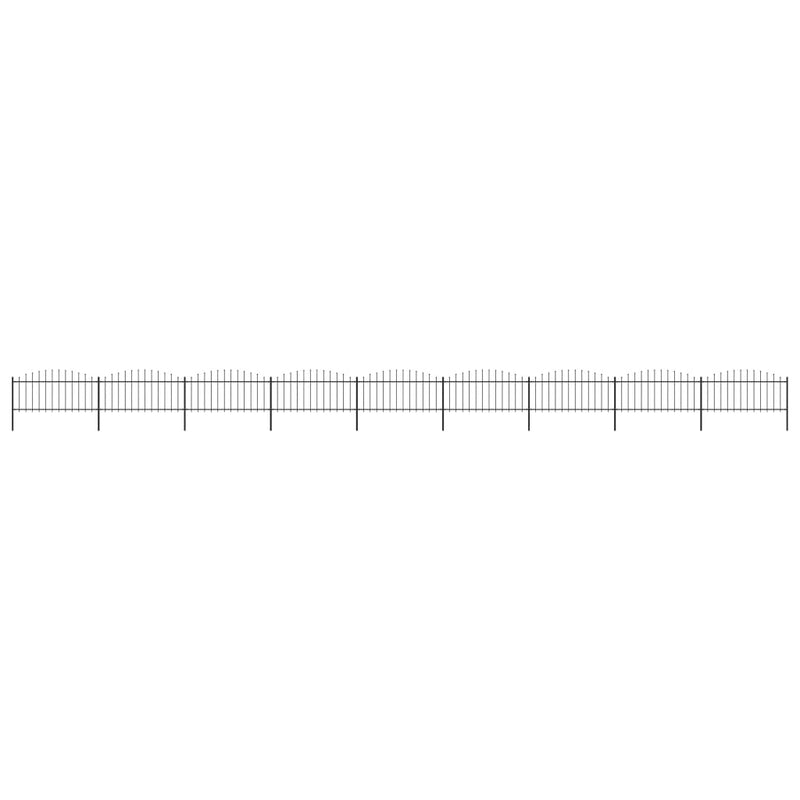 vidaXL fekete acélkerítés lándzsás tetejű 1603,5 x 75 cm