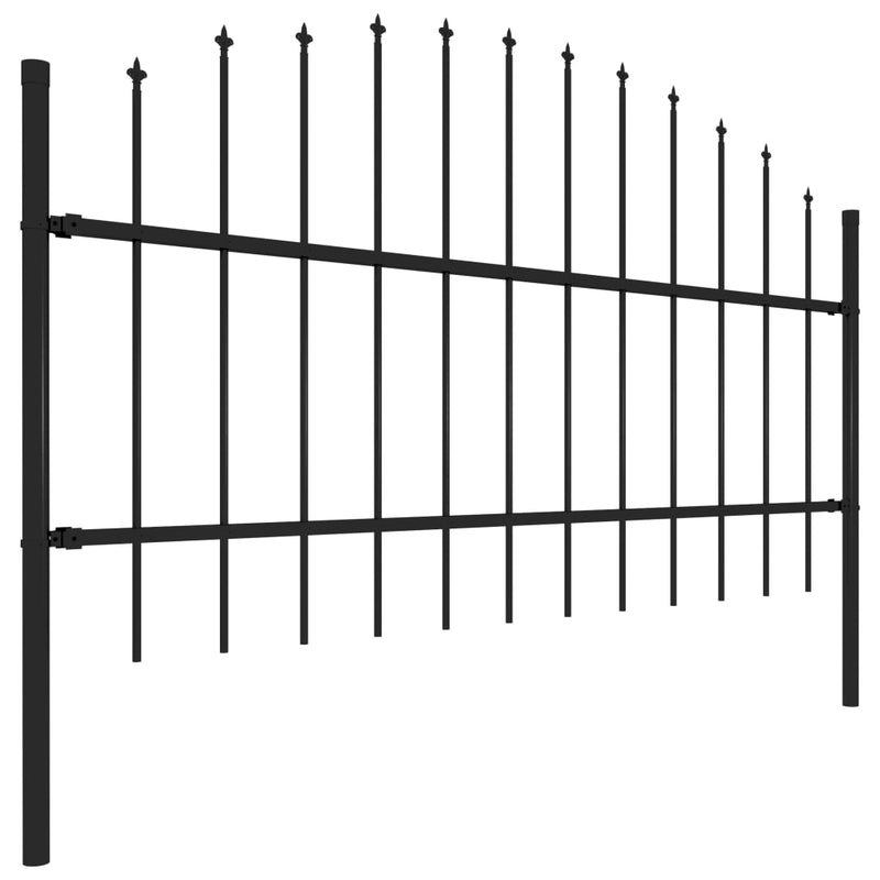 vidaXL fekete acél kerti kerítés lándzsás tetejű 359 x 100 cm