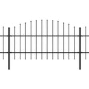 vidaXL fekete acélkerítés lándzsás tetejű szegéllyel 1248 x 100 cm