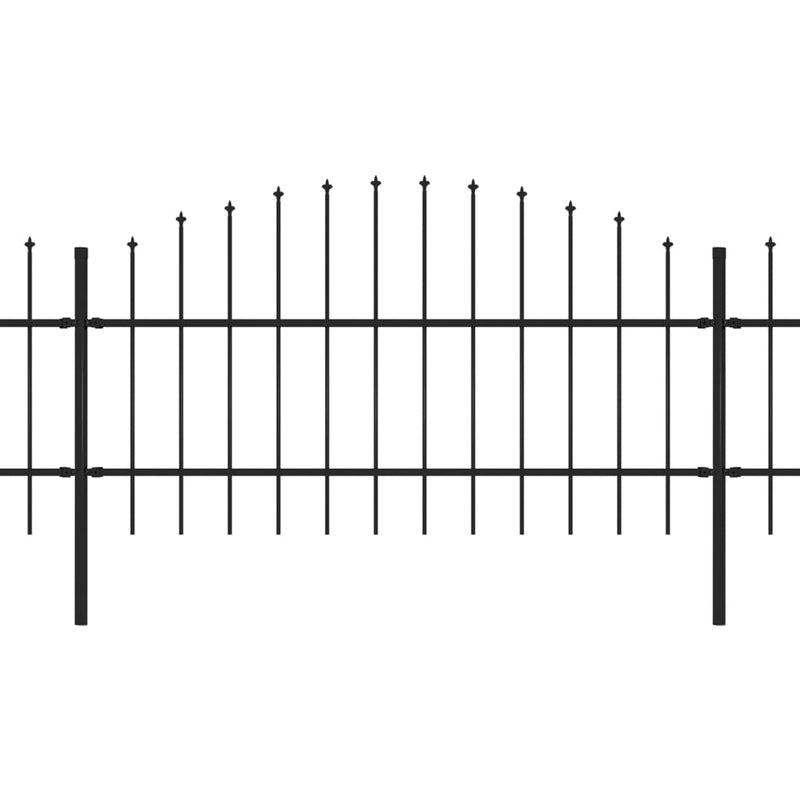 vidaXL fekete acél kerti kerítés lándzsás tetejű 1426 x 100 cm