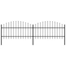 vidaXL fekete acélkerítés lándzsás tetejű szegéllyel 359 x 125 cm