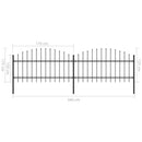 vidaXL fekete acélkerítés lándzsás tetejű szegéllyel 359 x 125 cm