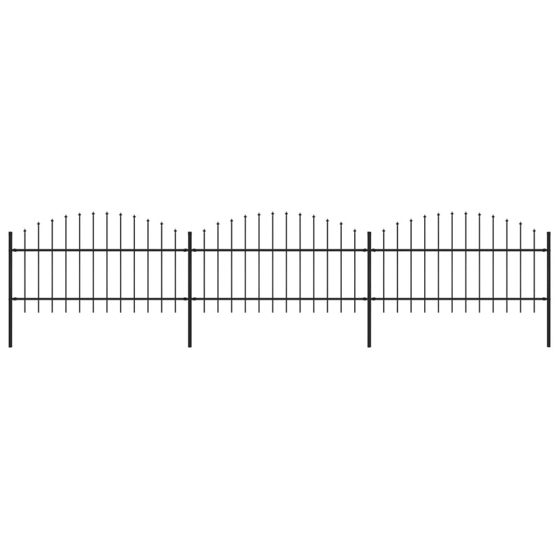 vidaXL fekete acélkerítés lándzsás tetejű 537 x 125 cm