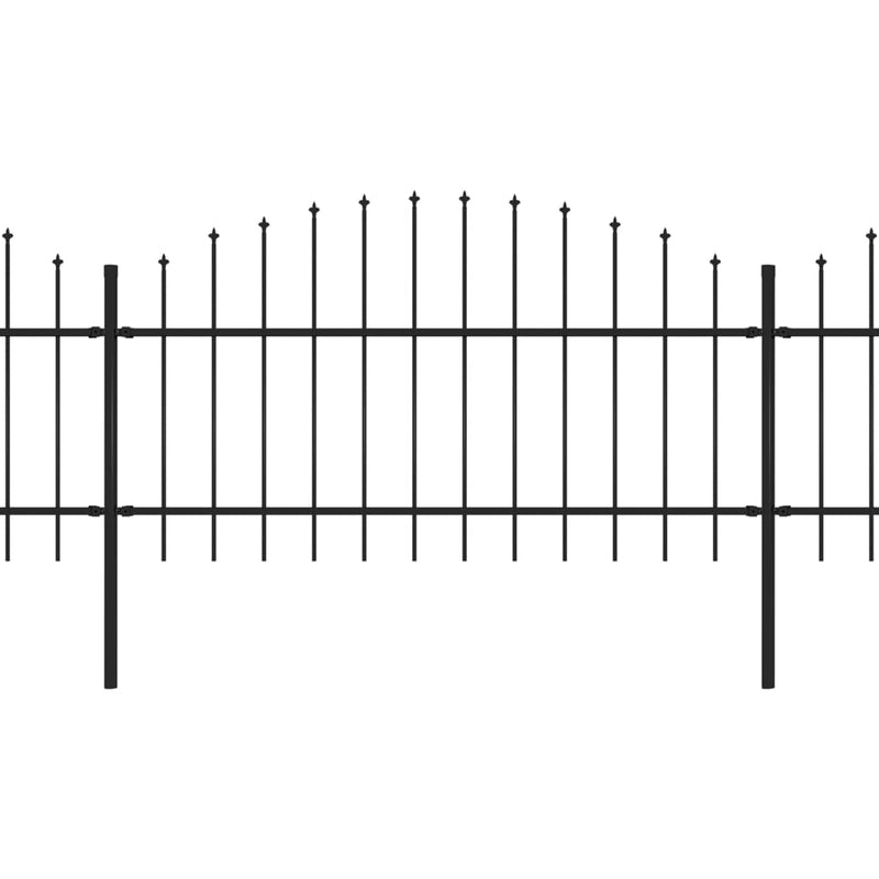 vidaXL fekete acélkerítés lándzsás tetejű 537 x 125 cm