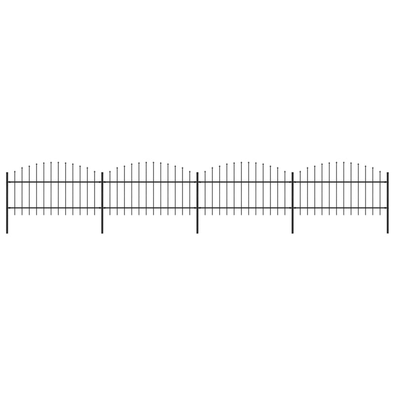 vidaXL fekete acélkerítés lándzsás tetejű 714,5 x 125 cm