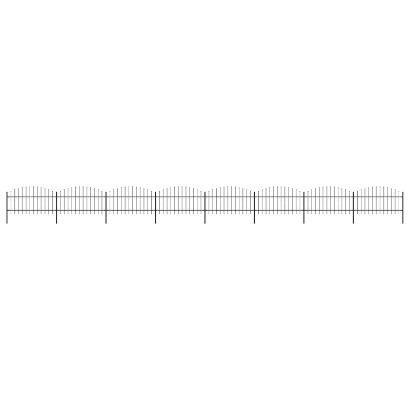 vidaXL fekete lándzsahegy tetejű acélkerítés (1-1,25) x 13,6 m