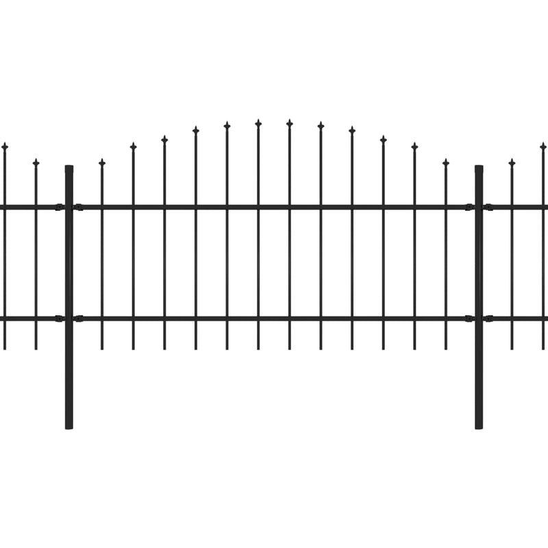 vidaXL fekete lándzsahegy tetejű acélkerítés (1-1,25) x 13,6 m