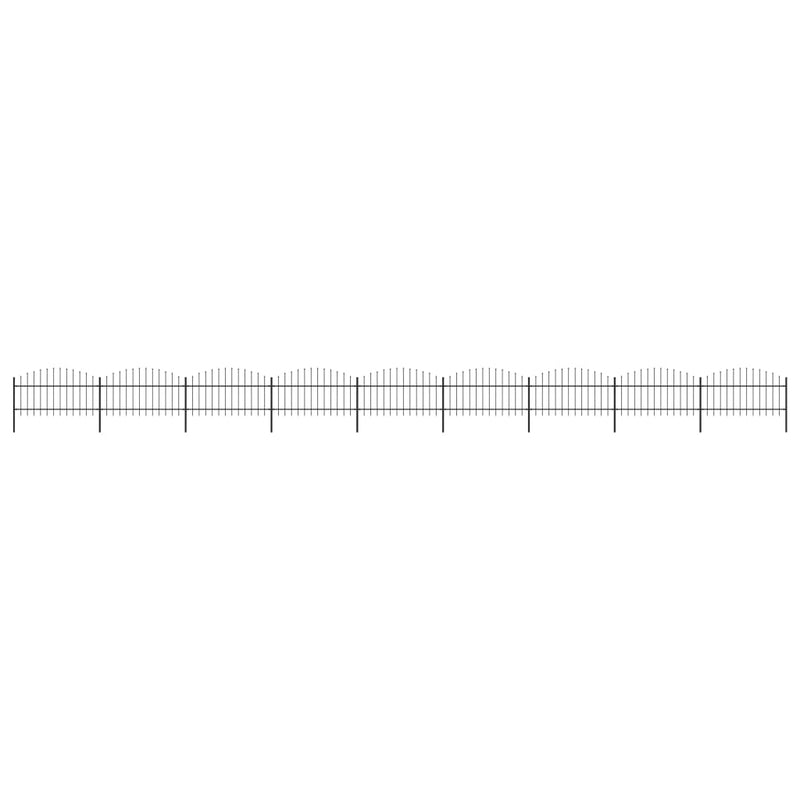 vidaXL fekete acél kerti kerítés lándzsás tetejű 1603,5 x 125 cm