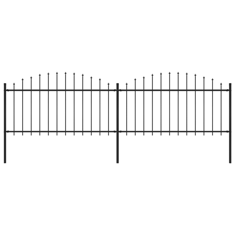 vidaXL fekete acél kerti kerítés lándzsás tetejű 359 x 150 cm