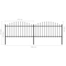 vidaXL fekete acél kerti kerítés lándzsás tetejű 359 x 150 cm