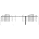 vidaXL fekete acélkerítés lándzsás tetejű szegéllyel 537 x 150 cm