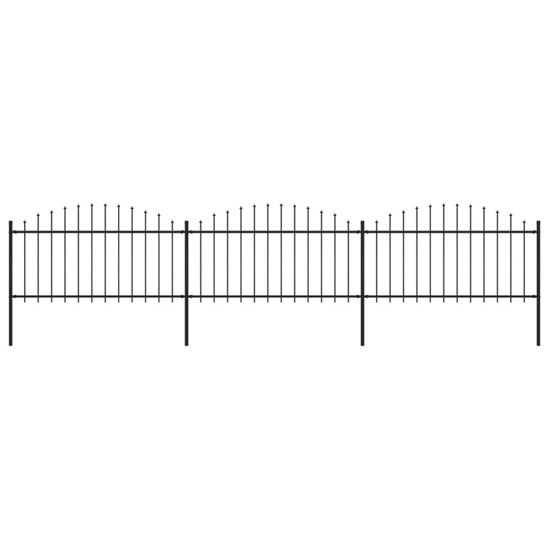 vidaXL fekete acélkerítés lándzsás tetejű szegéllyel 537 x 150 cm