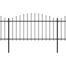 vidaXL fekete acélkerítés lándzsás tetejű szegéllyel 537 x 150 cm