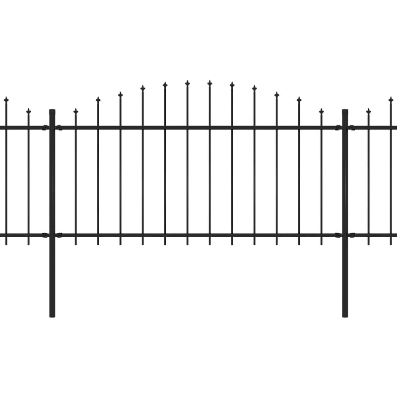 vidaXL fekete acélkerítés lándzsás tetejű szegéllyel 537 x 150 cm