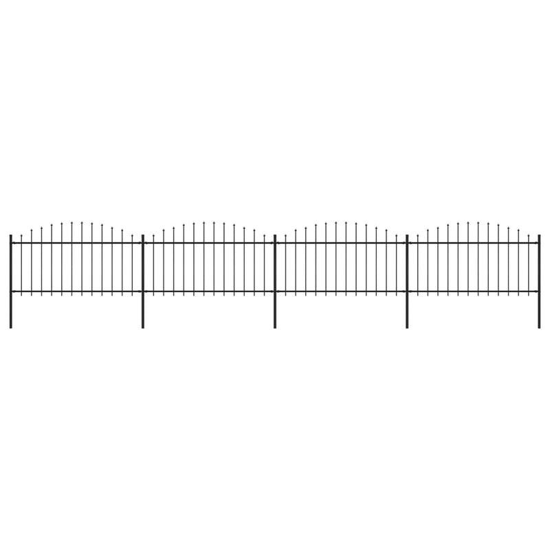 vidaXL fekete acélkerítés lándzsás tetejű 714,5 x 150 cm