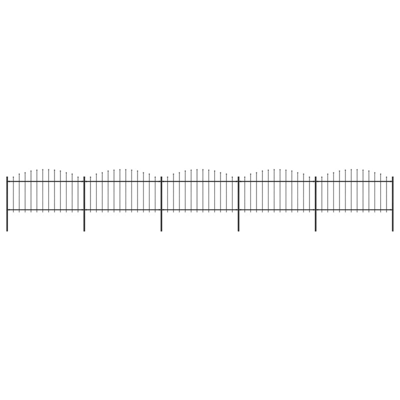 vidaXL fekete acélkerítés lándzsás tetejű szegéllyel 892,5 x 150 cm