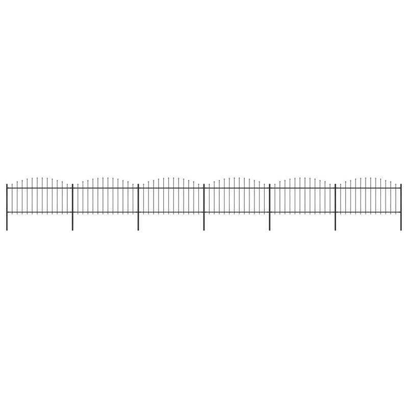vidaXL fekete acél kerti kerítés lándzsás tetejű 1070 x 150 cm