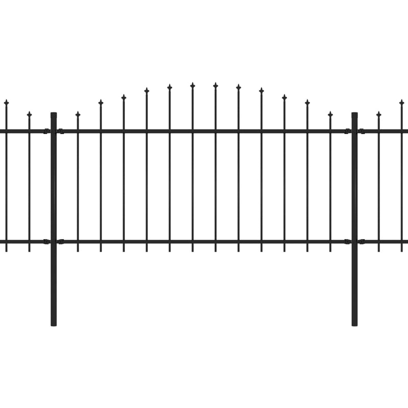 vidaXL fekete acél kerti kerítés lándzsás tetejű 1070 x 150 cm