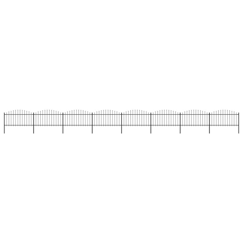 vidaXL fekete acél kerti kerítés lándzsás tetejű 1426 x 150 cm